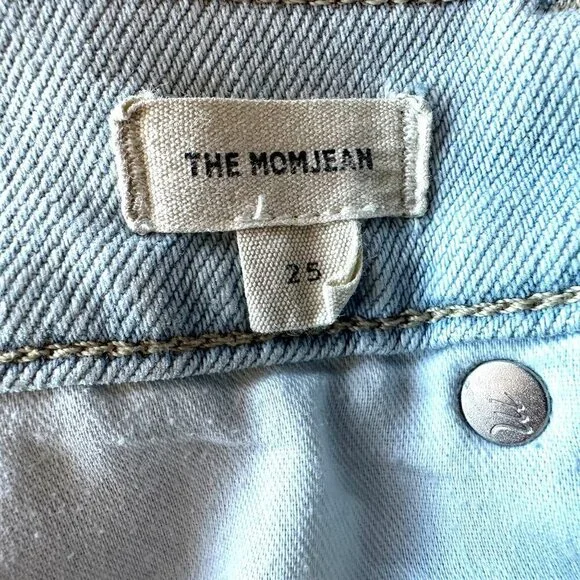 Madewell The Momjean Ripped Raw Hem High Rise Light Denim Mom Jeans Womens 25 - Picture 8 of 9